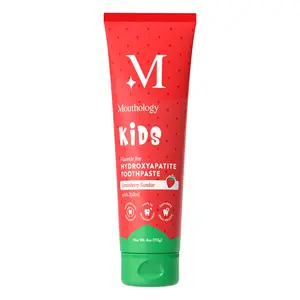 Mouthology Kids 5% Hydroxyapatite Toothpaste, Fluoride Free with Xylitol, Strawberry & Watermelon Flavor, Made in USA