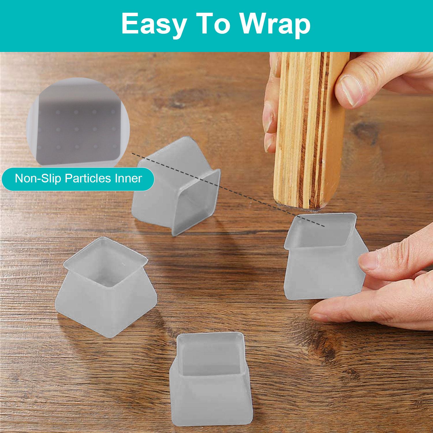 4 Pcs Square Chair Leg Floor Protectors for Hardwood Floors Silicone Covers Felt Pads Furniture Leg Caps Anti-Scratch Reduce Noise Fit
