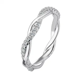 DLS Jewelry S925 Silver circle ring band setting Moissanite ring, D color Moissanite.