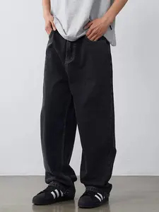 Live unbridled Simply Men's Solid Color Loose Straight Jeans baggy jean pant  for Daily Wear