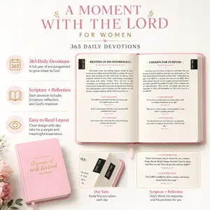 365 Days Women’s Devotion Book, One Minute With God Portable Daily Scripture Reflection Journal, Soft Gold Foil Cover Religious Self Care Gift for Christian Ladies
