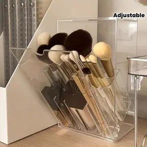 Transparent Acrylic Makeup Brush Holder, Adjustable Desktop Cosmetic Organizer, Multi-Layer Plastic Beauty Tool Rack, Perfume Storage Box, Beauty Supplies Organizer