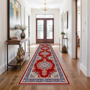 Persian Style Geometric Pattern Runner Rug, Decorative Area Rug, 1 Count Non-slip Soft Floor Mat, Decorative Carpet for Home Living Room Bedroom, Home Decor
