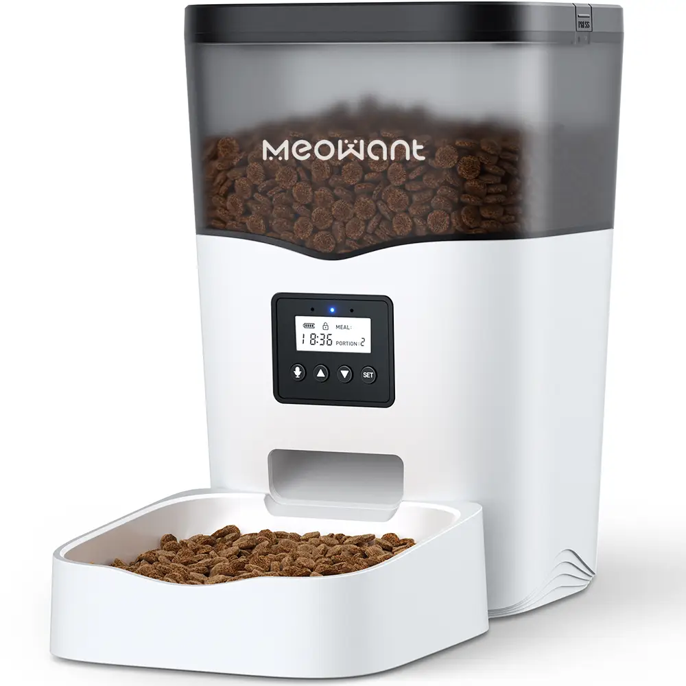 Meowant 3-5L Automatic Cat Feeder with Voice Recorder & Timed Feeding for 1-4 Meals Per Day Dry Food Dispenser for Busy Pet Owners