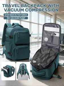 2-Piece Vacuum Travel Compression Backpack Set, Large Capacity Lightweight Multi-Layered Design, Includes Laptop Bag, Ideal for Airplane Flight, Airline Approved Backpack, Vacuum Compression Backpacks, Casual Lightweight Backpack