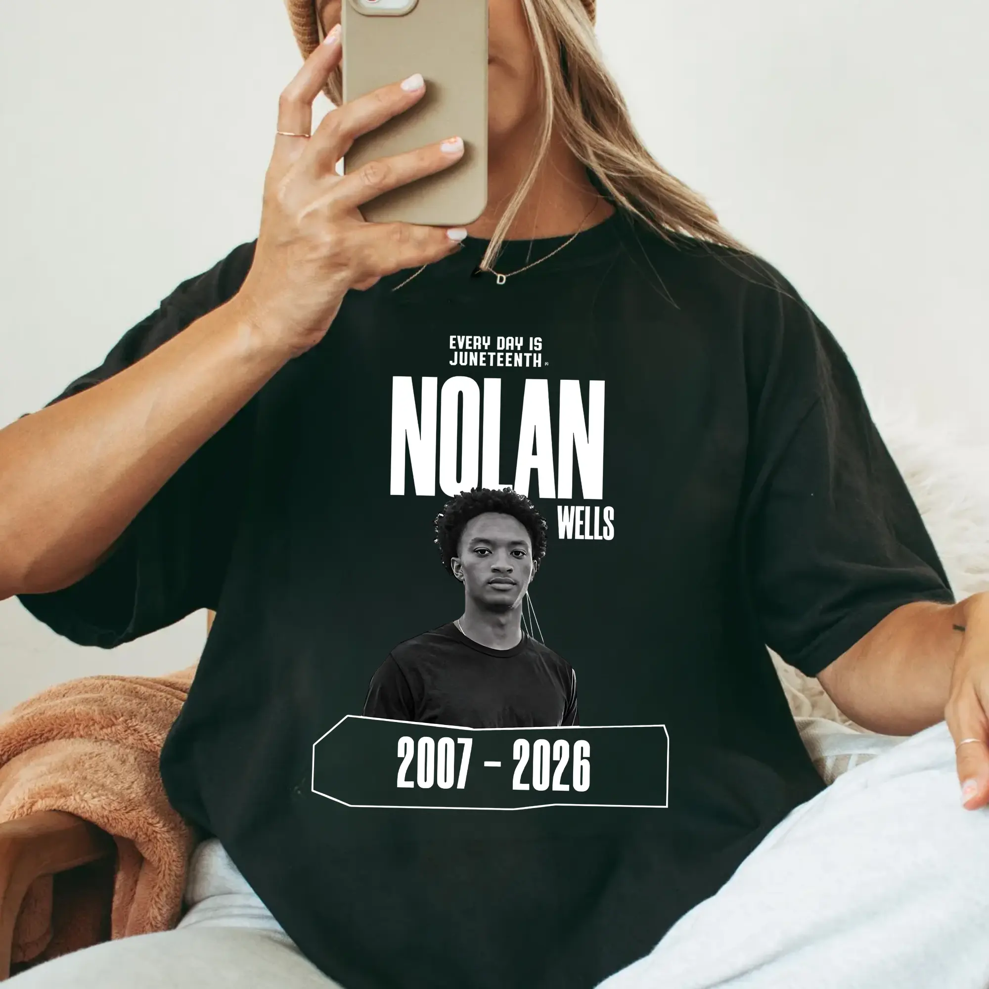 Nolan Wells Memorial T-Shirt - Juneteenth & 2007-2026 Memorial Photo Tee Unisex Cotton T-Shirt