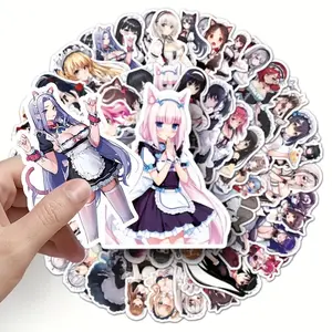 50pcs Anime Beautiful Cool Girl Bunny Girl Cartoon Vinyl Stickers, Decorative Decals for Laptops & Bikes, Durable Waterproof Design