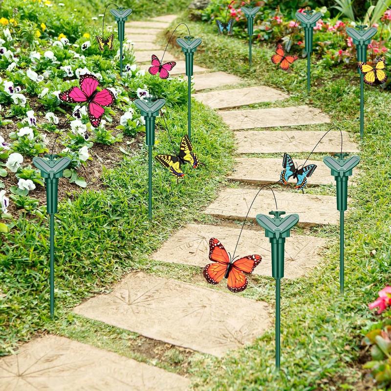9 Pcs Solar Flying Butterflies Moving Fluttering Butterflies Waterproof Garden Stakes Decorations for Home Yard Pathway Garden Landscape Outdoor Indoor Centerpieces Decorations