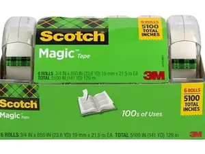Magic Tape ¾" x 850", 6 Pack - Photo Safe, Green with Black Patterns, Ideal for Crafting and DIY Projects