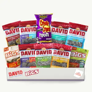 DAVID BIGS Sunflower Seed Variety Pack (9 packs) - Elmer's Creole Crunch Cajun Popcorn 2oz - 10 Items