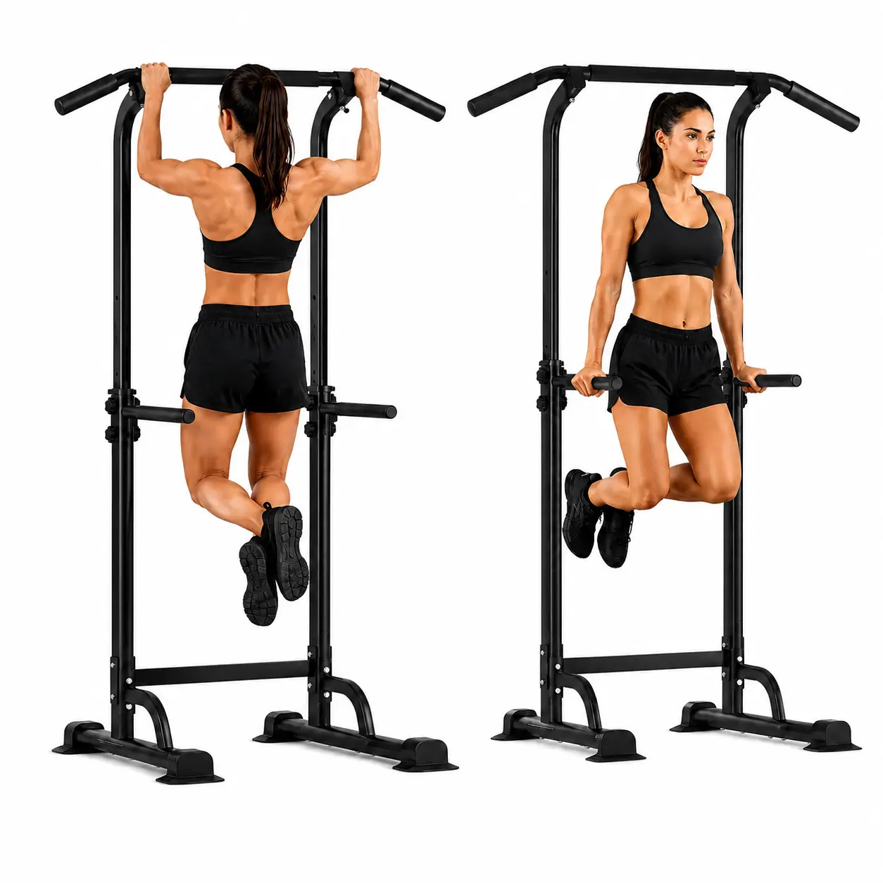 Freestanding Power Tower for Home Workouts, Sturdy Stainless Steel Pull Up Bar & Dip Station with Adjustable Height for Strength & Resistance Training, Strength Train, Height Adjust, Multi-User Fit, Plastic, Unisex, Fitness For Everyone