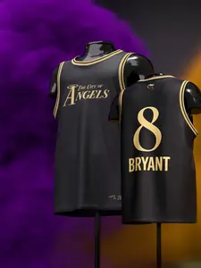 Kobe Bryant #8 Los Angeles "The City of Angels" Black Mamba Luxury Basketball Jersey Gold Letter Mamba Snake Logo Breathable Mesh Sleeveless for Kobe Fans, Supporters, Mamba Collectors Retro Lovers & Streetwear Basketball Enthusiasts
