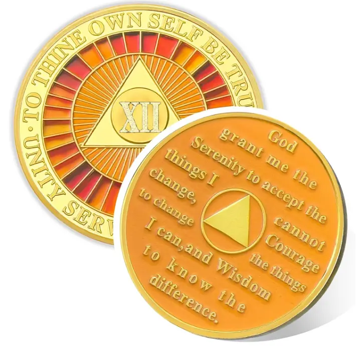 1-15Yr True to Self Sobriety Coin, AA Affirmation Chip, Addiction Recovery Sober Medallion, Anniversary Token, AA Sobriety Gift Men Women | Home Decor, Lounge Accessories, Cool Room Decor, Men’s Room Decor
