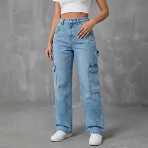 Women's High-Waisted Stretch Jeans - Vintage Industrial Workwear Pants with Multiple Utility Pockets, Stretchy Non-See-Through Fabric for Everyday & Formal Outfits - Machine Washable All-Season Jeans, Ladies Jeans, Casual Streetwear Sold by