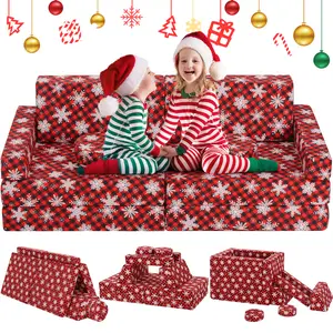 Kids Play Couch,10Pcs Kids Modular Play Couch,Kid Nugget Couch Play Set,Play Couch Sofa for Playroom Bedroom