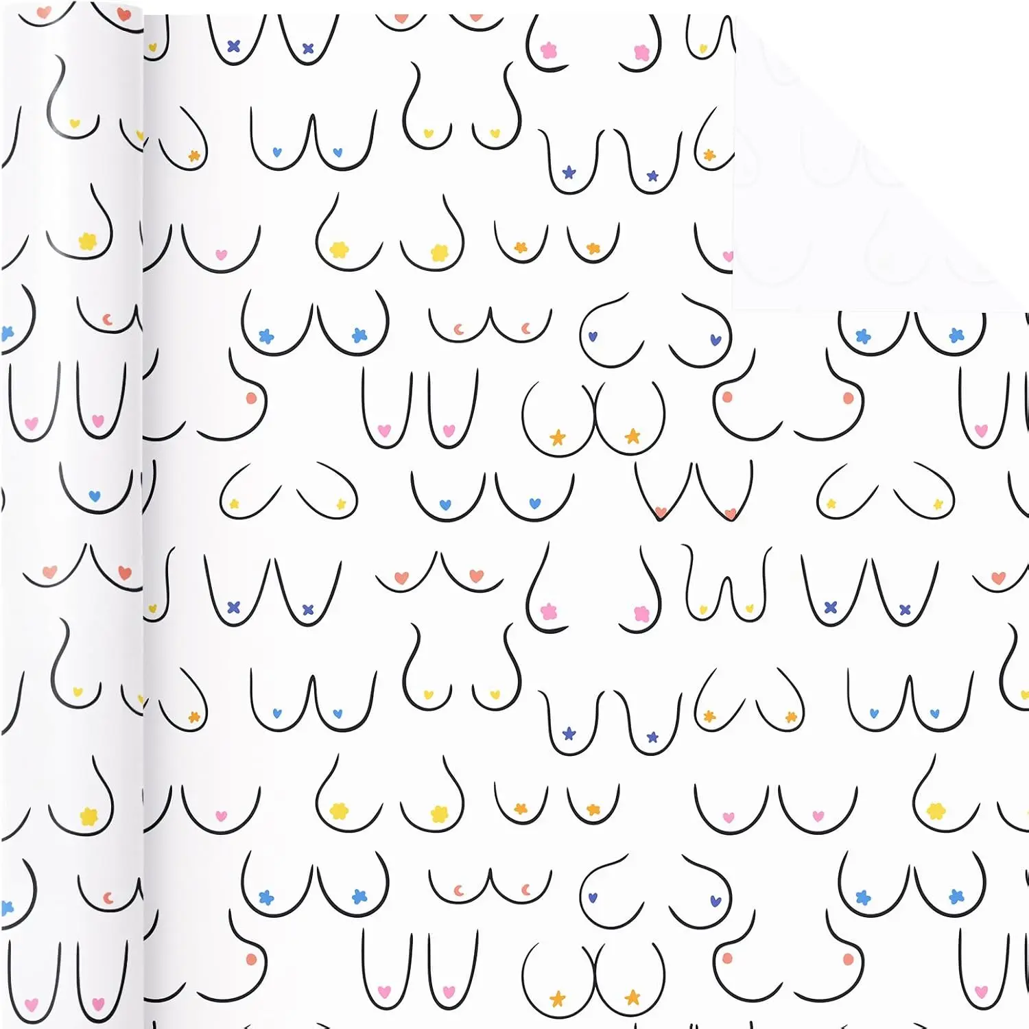 Adult Wrapping Paper - Woman Breasts Rude Birthday Gift Wrap Funny Wrapping Paper Perfect for Best Friend Birthday, Men & Bachelor Party | Gift Wrapping Paper