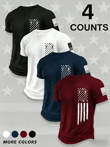 Men's Sporty Tie Dye Short Sleeve T-Shirt Set, Breathable Fitted Long Top, Ideal for Fitness & Running, All-Season Athletic Wear, Breathable Tops, Activewear Tee