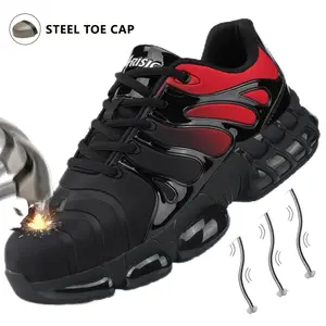 [Steel Toe Safety Shoes] 1 Pair Men's steel-toed safety shoes, Soft and Lightweight Men's Steel Toe Safety Shoes, breathable and wear-resistant fabric mesh upper, suitable for work, outdoor, logging, construction and other scenes, comfortable all seasons