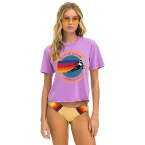 AVIATOR NATION ASPEN BOYFRIEND TEE - NEON PURPLE