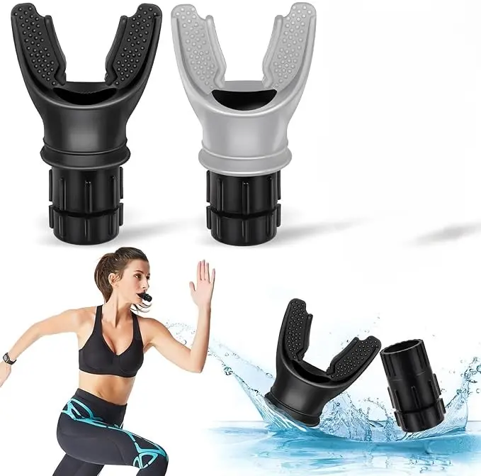 Sports & Outdoor Agility Training Equipment: 2-Piece Dual Set Lung Exerciser Breathing Trainer - Compact, Adjustable Resistance, Rotary Dial, Silicone&ABS Mouthpiece, Portable - for Unisex Adult Running/Hiking