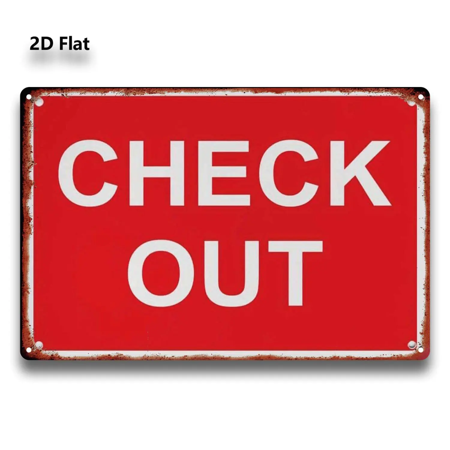 2D Flat, 1pc, Decorative Sign & Plaque, Red Painting "CHECK OUT" Sign Is Very Suitable for Home, Bar, Cafe, Garage Decoration, Retro Murals, Very Suitable for Room Decoration