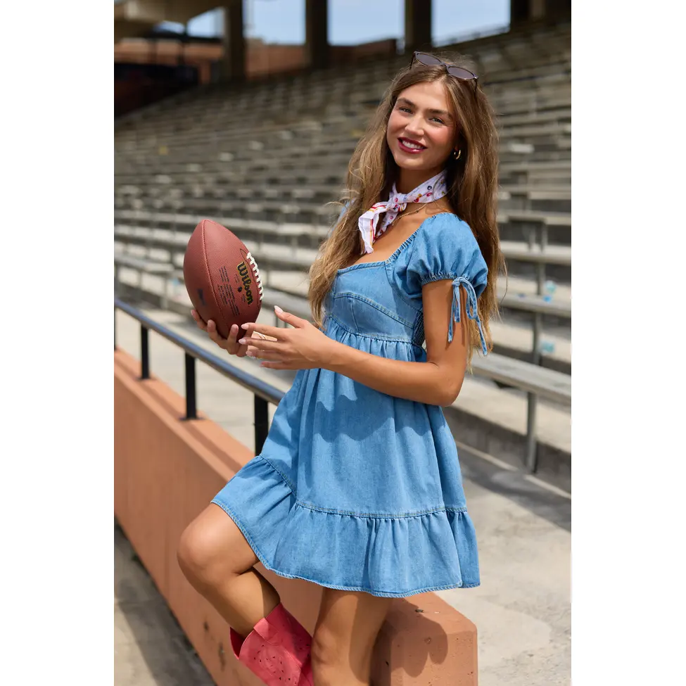 Layla Denim Puff Sleeve Mini Dress