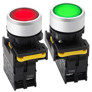 2 count Red Green LED Light  110V-220V 22mm 1NO 1NC  IP65 SPST Momentary Push Button  10A 600V LA155-A1-11D-RG