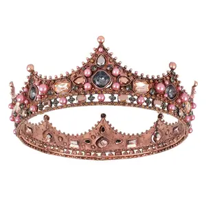 Makone Royal King Crowns for Men, Vintage Baroque Kings Crown Crystal Prom Tiara Mens Crown for Birthday Party Cosplay