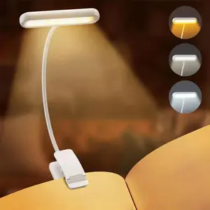LED Book Light Clip-On Lamp, USB Powered Light, Adjustable Brightness, Eye-Care Function, 360 Degree Rotating Head, Lightweight, Perfect for Home & Travel Use