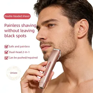 2-In-1 Unisex Electric Shaver, Painless Waterproof Bikini Trimmer for Women & Men, Type-C Rechargeable Wet/Dry Intimate Razor for Body, Face, Beard