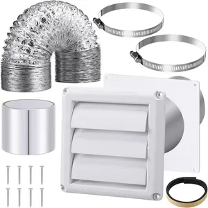 Dryer Vent Kit 4 Inch Dryer Ducting Tube Vent Hose Connector Wall Ducting Kit for Air Circulation()