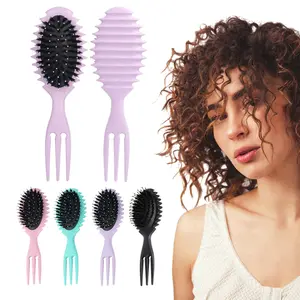 Curly Hair Detangling Brush With Curl Defining Effect, Flexible Rounded Bristle Brush For Wet And Dry Hair, Sectioning Pick Styling Comb For Wavy, Coily, Textured Hair, Detangler Brush, Hair Care Tool