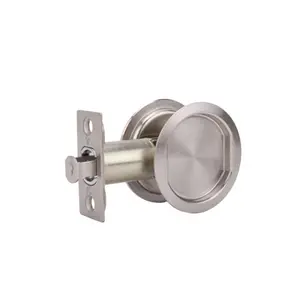 Weslock  Passage Pocket Door Lock with Adjustable Backset & Full Lip Strike, Satin Nickel