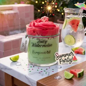 Juicy Watermelon Soy Wax Dessert Candle 12oz
