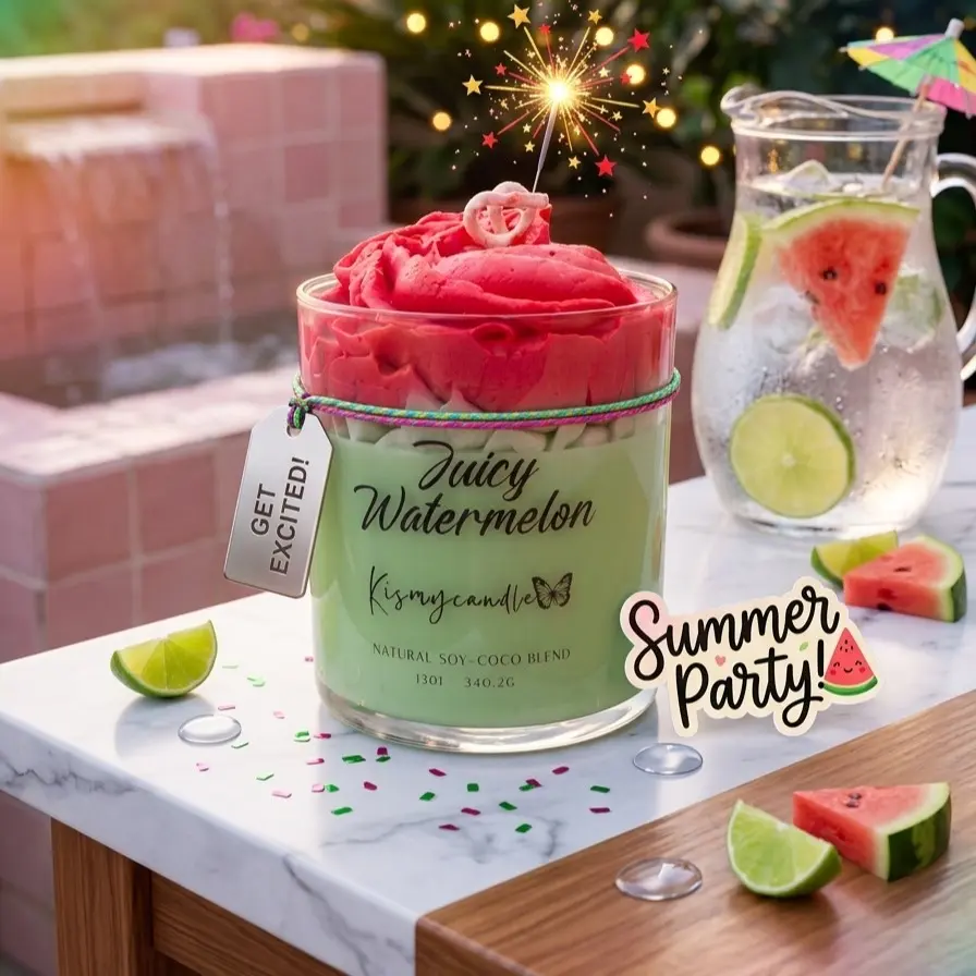 Juicy Watermelon Soy Wax Dessert Candle 12oz