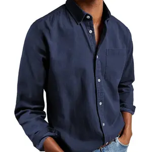 Mens Button Down Shirts Long Sleeve Shacket Work Western Shirts Regular Fit Cowboy Casual Blouse Navy Blue