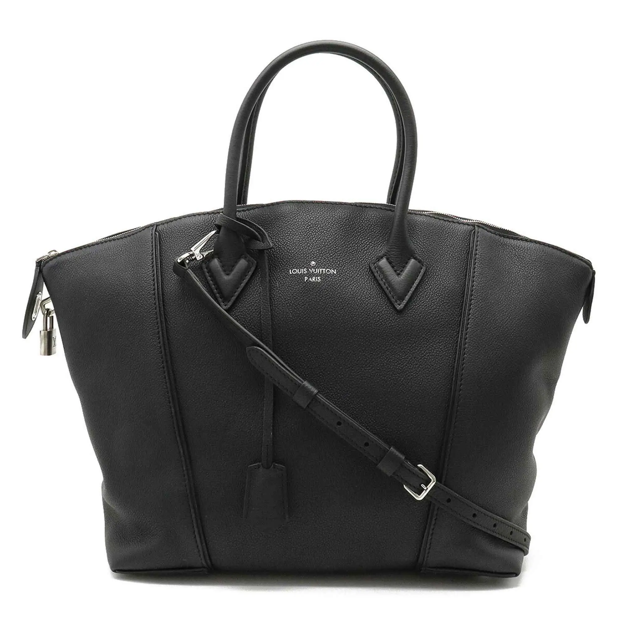 Pre-owned Louis Vuitton Leather Hand bag Black Lockit Satchel