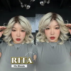 JBEXTENSION RITA MONO Monofilament Handmade Wig 6X5 Full Monofilament Hand Tied Top Wig 14 Inches Curly Mono Lace Wig with Anti-slip Silicone Strips Glueless Wig RITA MONO【BENDY EAR TABS】