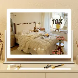13'' x 17'' Vanity Makeup Mirror with Lights, Touch Screen 3-Color Dimmable Lighting, for Vanity Desk Bedroom, White