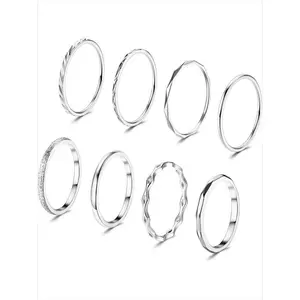 Stainless Steel Ring Set, Minimalist Fashion Rings, Stackable Rings Set for Women & Men