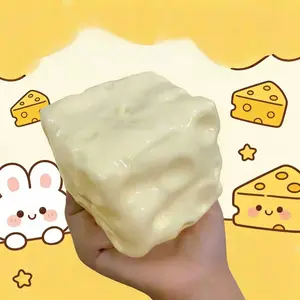 Oversized Square Cheese Fidget Toy, Moldable Vaseline Texture Stress Relief Toy, Non-Bouncing Decompression Toy for All Ages