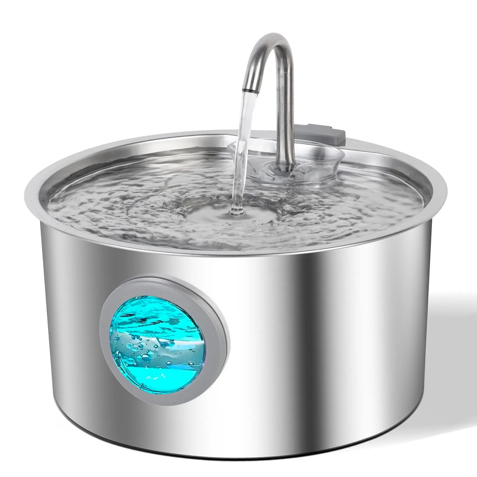 Cat Water Dispenser, 3.2L/108oz Large Capacity, Stainless Steel Pet Water Fountain, Automatic Circulation, LED Visible Water Level, Automatic Water Feeder, Pat Water Fountain