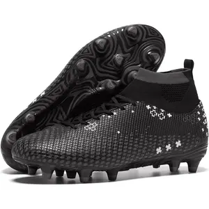 Men's Women's High Top Lace Up Lightweight Professional Soccer Cleats Football Boots Athletic Rugby Training Sneakers
