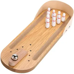 Table Top Mini Bowling Game Set-Tabletop Wooden Board Mini Arcade Desktop Tiny Bowling Shooting Alley Office Desk Stress Relief Gadget