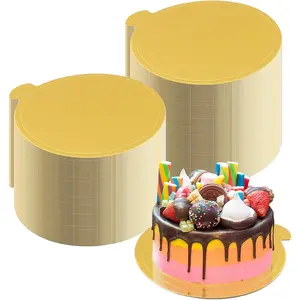 100 Pcs Mini Cake Boards Round Golden Mousse Cake Boards Disposable Cardboard Plate Round Coated Cakeboard for Kitchen Baking Cupcake Pizza Dessert Cupcake Tray