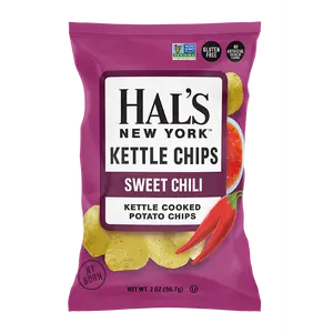 Hal's New York Kettle Cooked Gluten Free Potato Chips, Sweet Chili, 2 oz (Pack of 24)