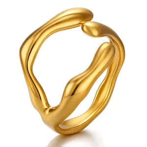 18k Gold-Plated Steel Ring, Tarnish-Free Jewelry