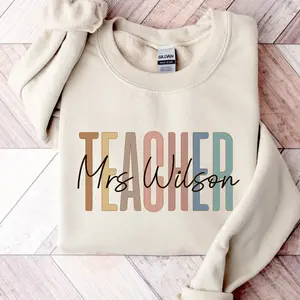 [Custom Name] Teacher Sweatshirt or T-Shirt, Teacher Mrs Sweatshirt, Cute Teacher Crewneck, Teacher Appreciation gift, Gift for Teacher, Retro Teacher shirt