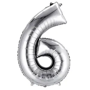 Number 6 Silver Foil Balloon 14" in each. 35013-14