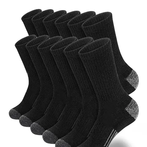 Men's 12 Pairs Colorblock Crew Sweat Wicking Socks, Socks Bulk, Casual Moisture Wicking Mid-calf Socks, Soft Comfy Breathable Hosiery for All Seasons Daily Wear
